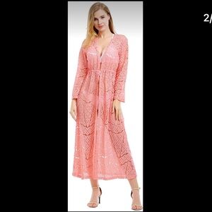 COPY - Womens lace long kimono beach cover up